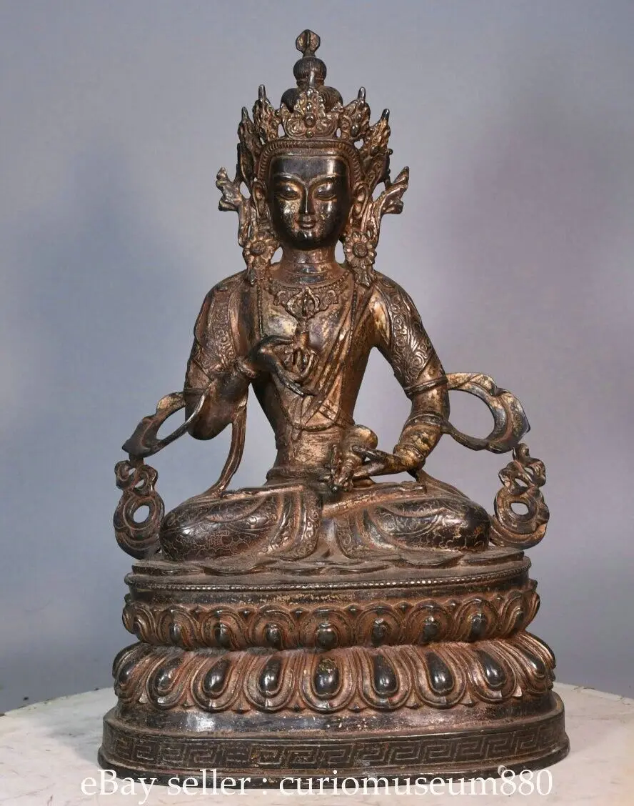 

15.6 inch Ancient Chinese Buddhist Bronze Vajra Buddha Sculpture -