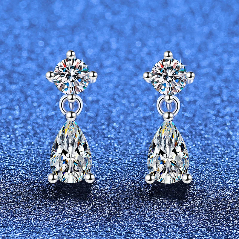 925 Sterling Silber Ohrringe Tropfenform Klassisch für Damen Hochzeit Verlobung Feiner Schmuck Luxus Zirkon Geschenke Ohrstecker