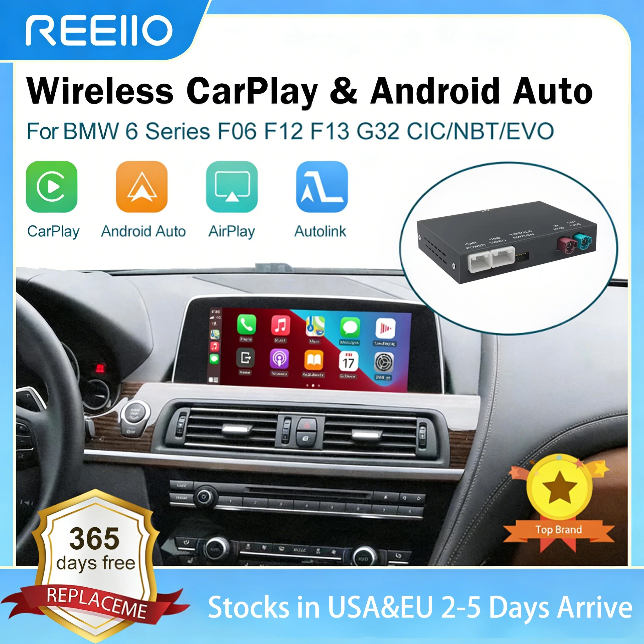 Kabelloses CarPlay mit Android Auto AirPlay CarPlay-Funktion für BMW 6er Serie F06 F12 F13 G32 2010-2020 NBT CIC EVO System Box