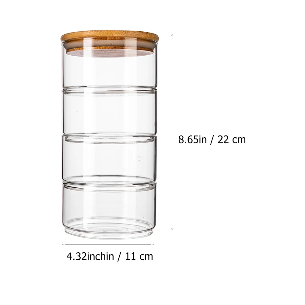 4 Pcs Candy Jar Fresh Bowl Coffee Jars Dispenser with Bamboo Lid Air Tight Canister