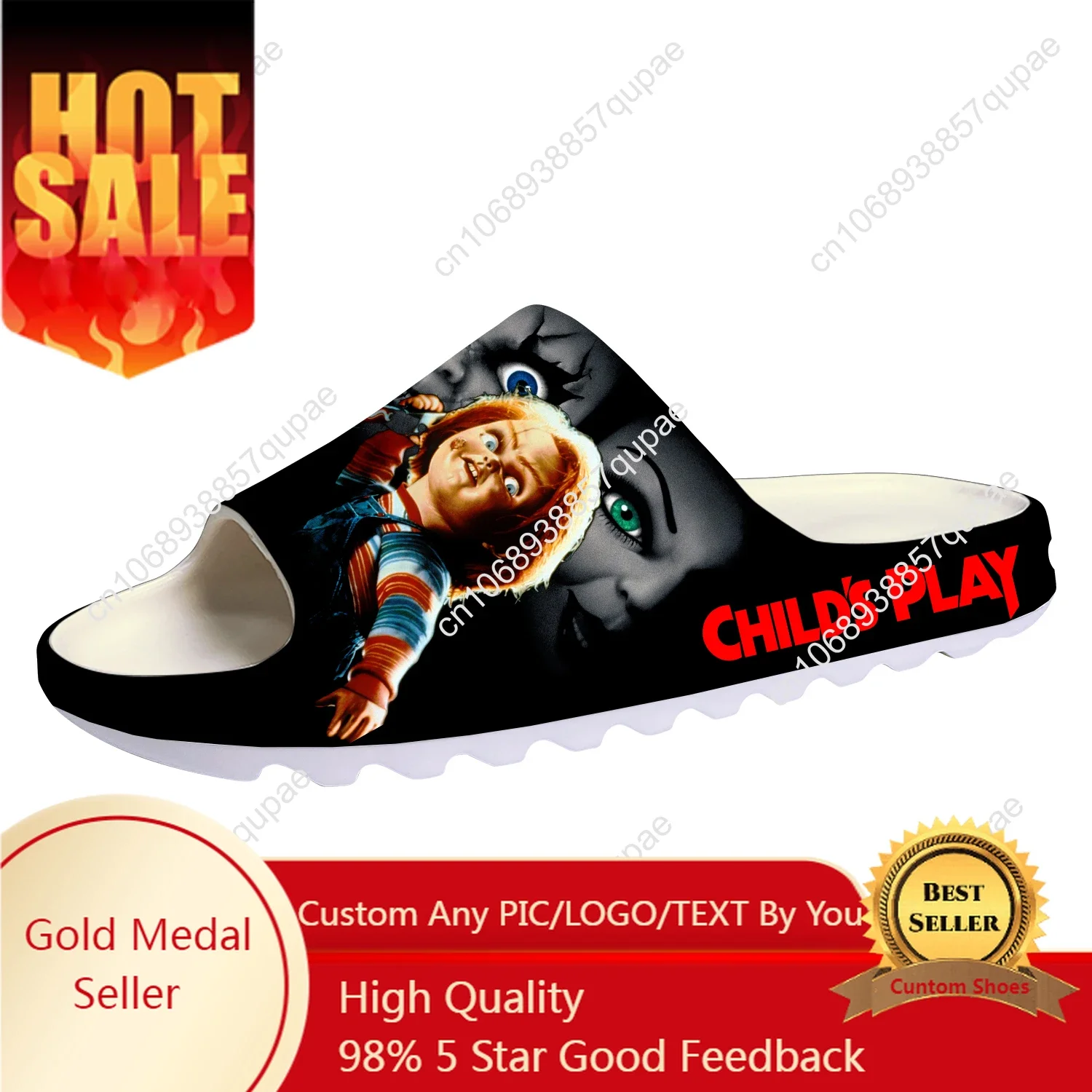 

Horror Childs Play Chucky Soft Sole Sllipers Home Clogs Mens Womens Teenager Custom Made Sandals Water Shoes On Shit Step in