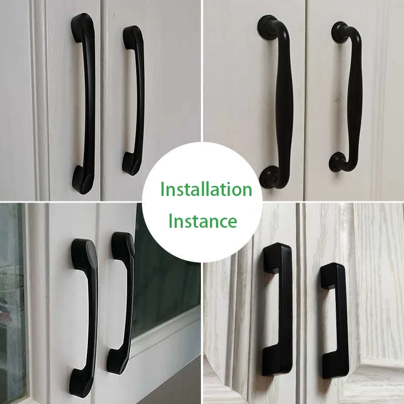 1Pcs Black Handle Aluminum Alloy Cabinet Kitchen Door Handle Storage Cabinet Drawer Handle Furniture Hardware