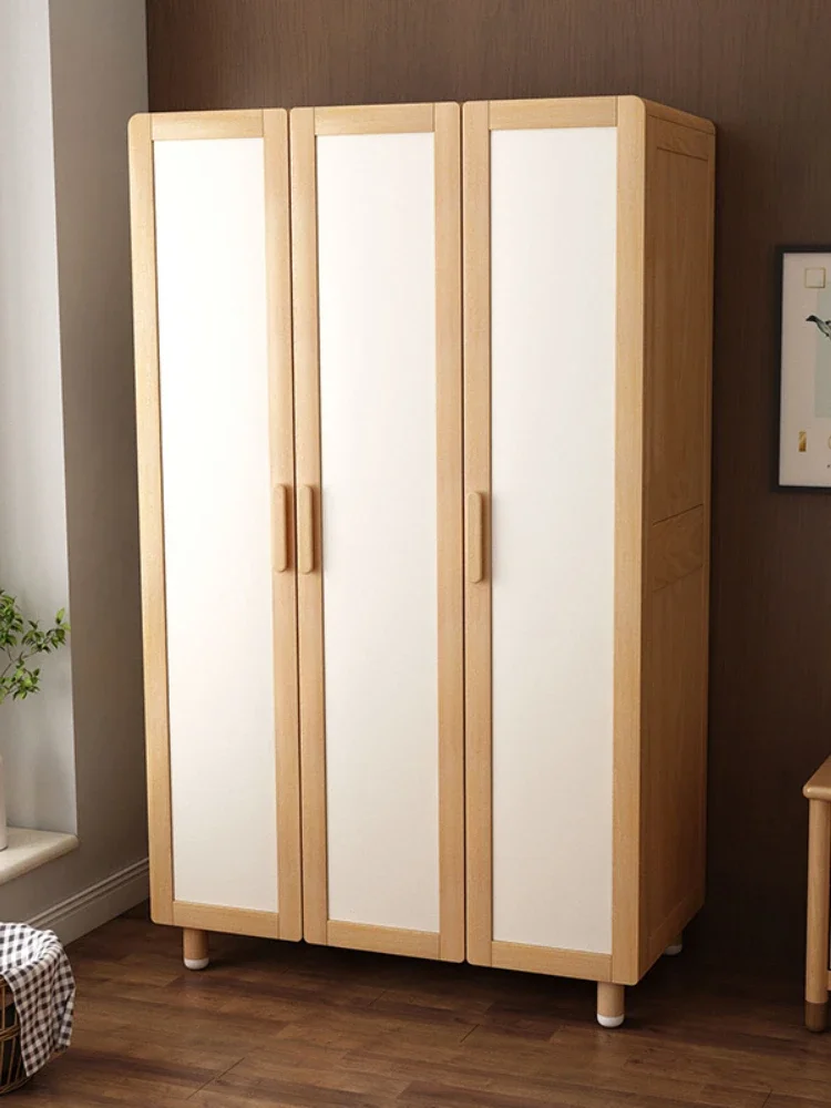 Y  Children's Wardrobe Three Door Wardrobe Solid Wood Cabinets Simple Bedroom Cabinet