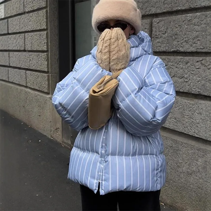 

Fashionable Thick Hooded Cotton Jacket Women's Padded Coat Winter Outerwear Casual Commute Style Long Sleeve Zipper Closure