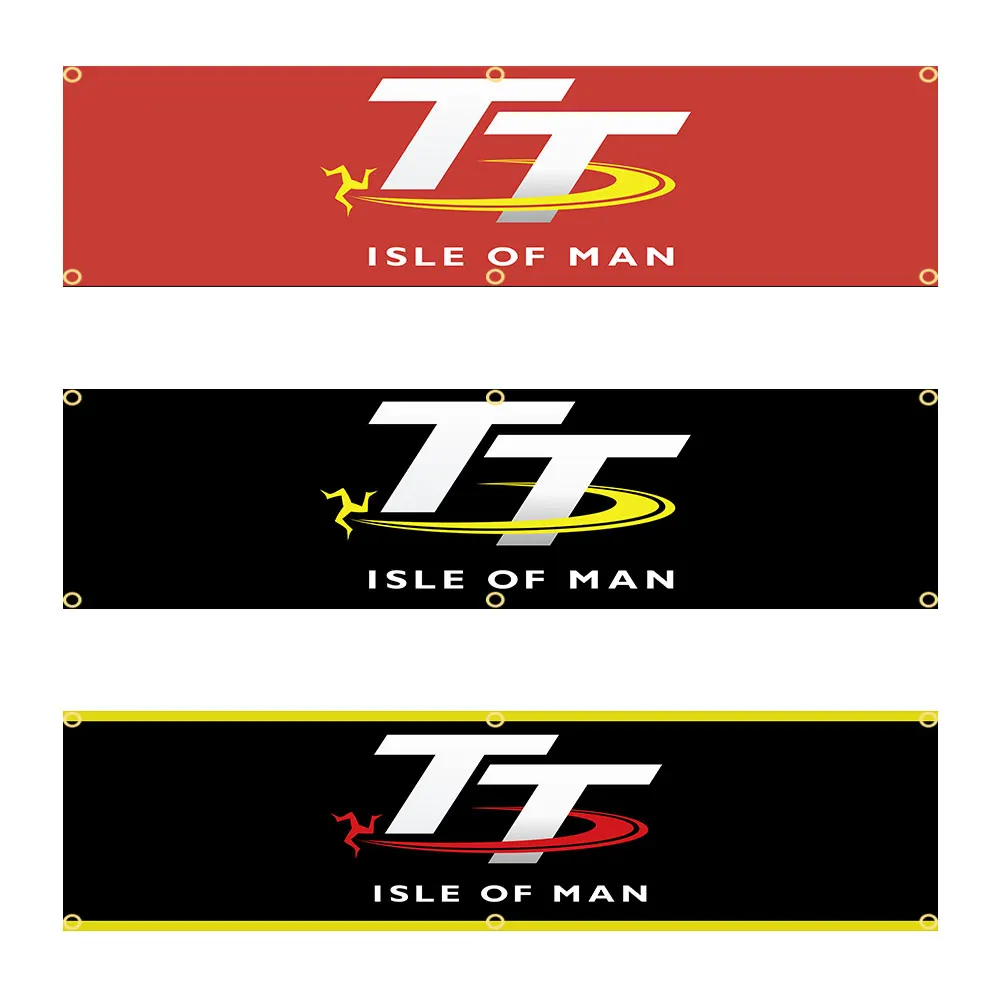 60x240cm TT Isle of Man Motorcycle Banner Tapestry Polyester Printed Flag Garage or Outdoor For Decoration