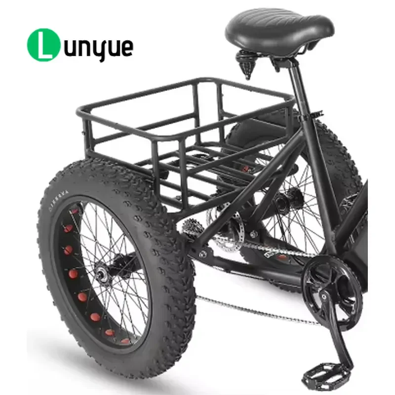 Custom 4 Inch Fat Tire Electric Cargo Tricycle 3 Wheel Pedal Assist E Bike For Heavy Duty Transport Factory Direct Sale