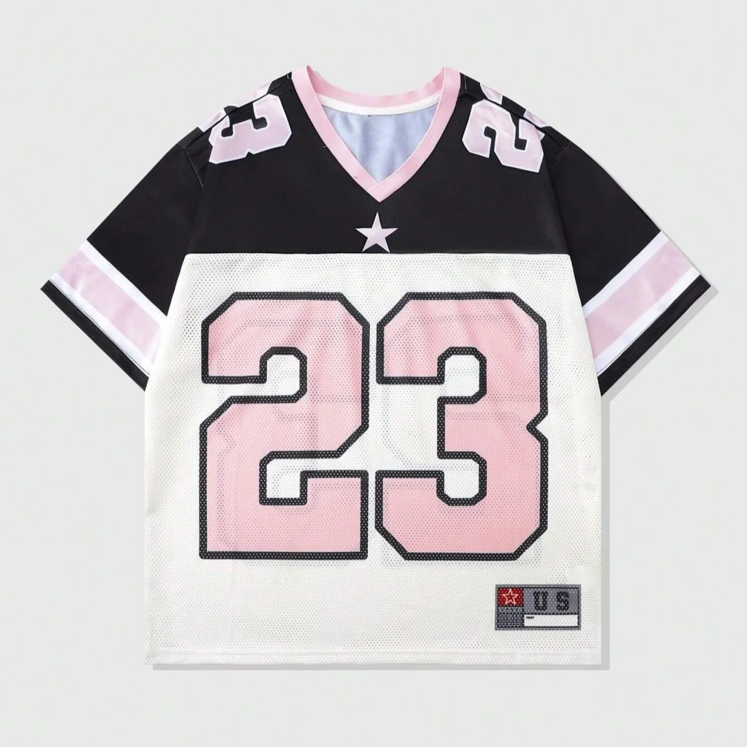 Neues heißes Damen- und Kinder-Sommer-Y2K-Mode-Freizeitshirt, Street-Retro-Hip-Hop-23-Shirt, V-Ausschnitt, locker, atmungsaktiv, schnell trocknendes T-Shirt – Detail 9
