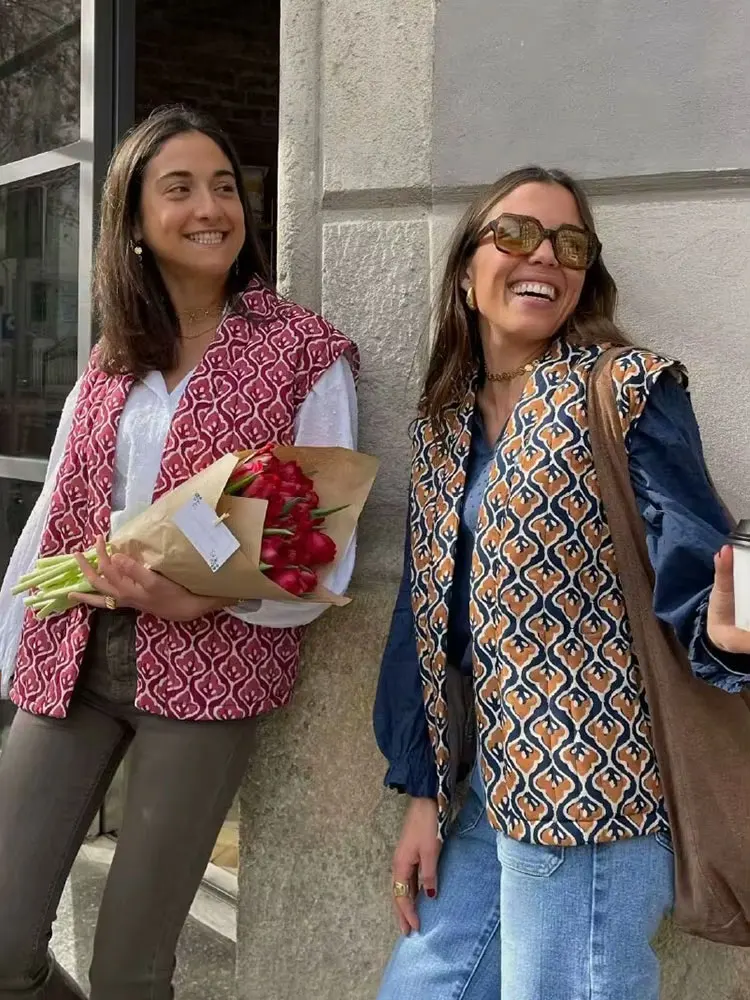 

HH женский свободный повседневный кардиган без рукавов уличная одежда осенняя мода хлопковый жилет с принтом женский новый винтажный жилет топы