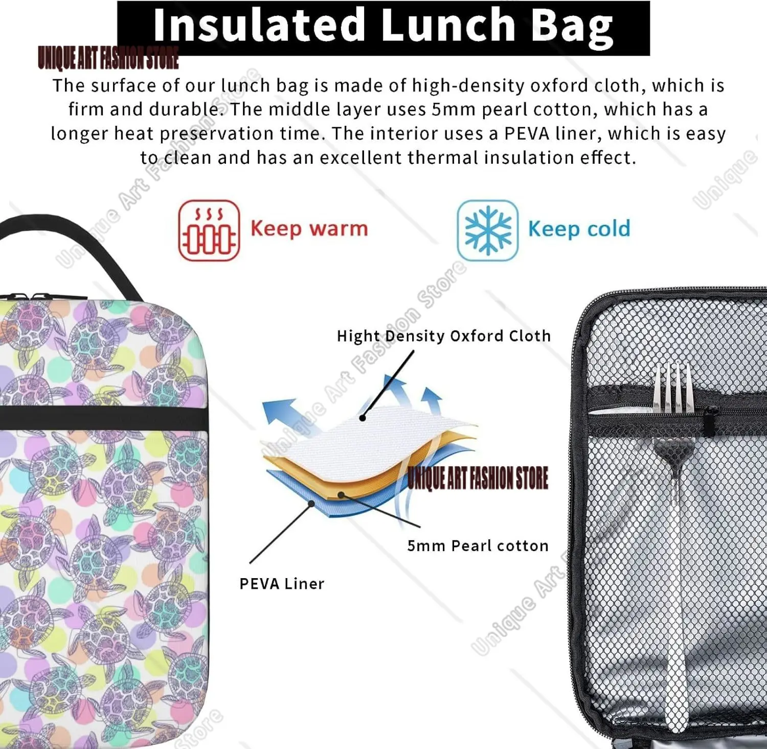 Sea Turtles Insulated Adult Lunch Tote Bag Insulated Cooler Reusable Container Gifts for Work Office Picnic Travel School