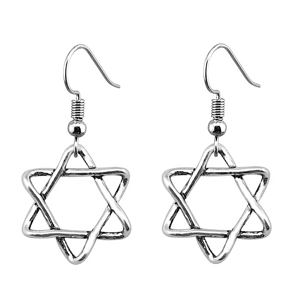 1pair Star Of David Vintage earrings components jewellery making supplies vintage hook Size 18x19mm