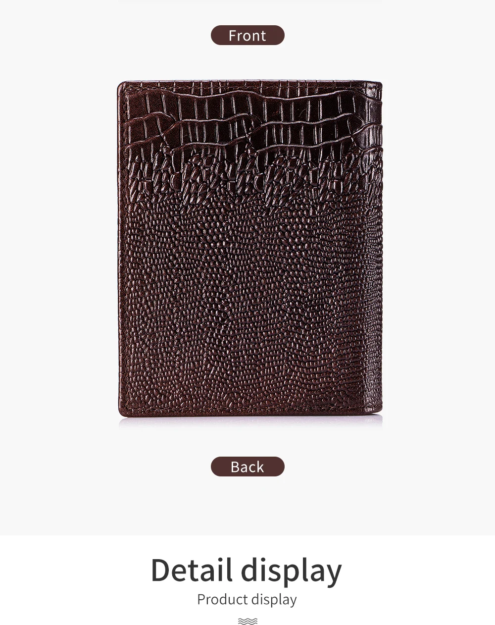 Herren-Geldbörse aus echtem Leder mit Krokodilmuster, Retro-Design, große Kapazität, mehrere Kartenfächer, Fotoalbumfach, Geschenkidee – Detail 11