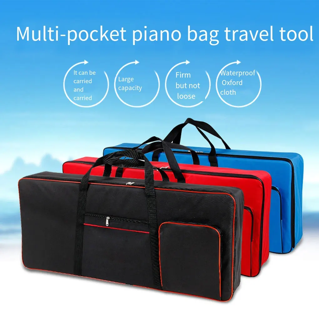 61 Note Piano Case Electronic Organ Bag Anti-Shock Waterproof Backpack Blue