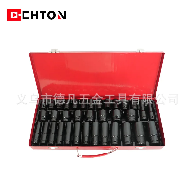 

Suitable forCross-border hot-selling 35-piece set, black auto repair lengthened 1/2 electric wrench sleeve tool set, auto repair