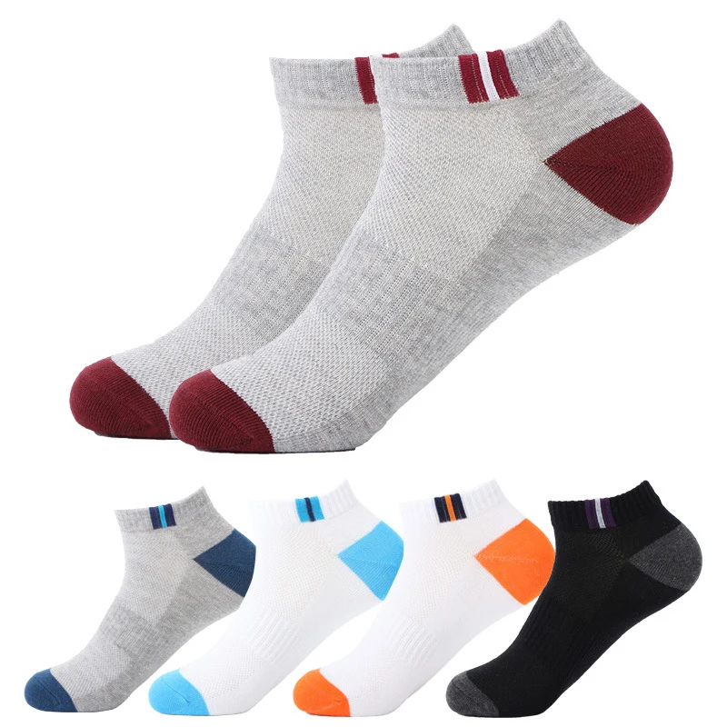 5 Pairs Apring And Fall Mens Sports Socks Summer Leisure Sweat Absorbent Comfortable Thin Breathable Basketball Meias EU 38-43