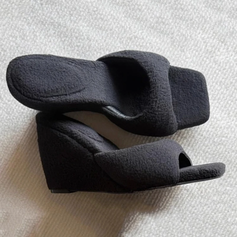 Con plataforma para Mujer Sandalias plataforma de cuña de lujo Simple versátil moda fiesta diapositivas tacones altos Sandalias Mujer