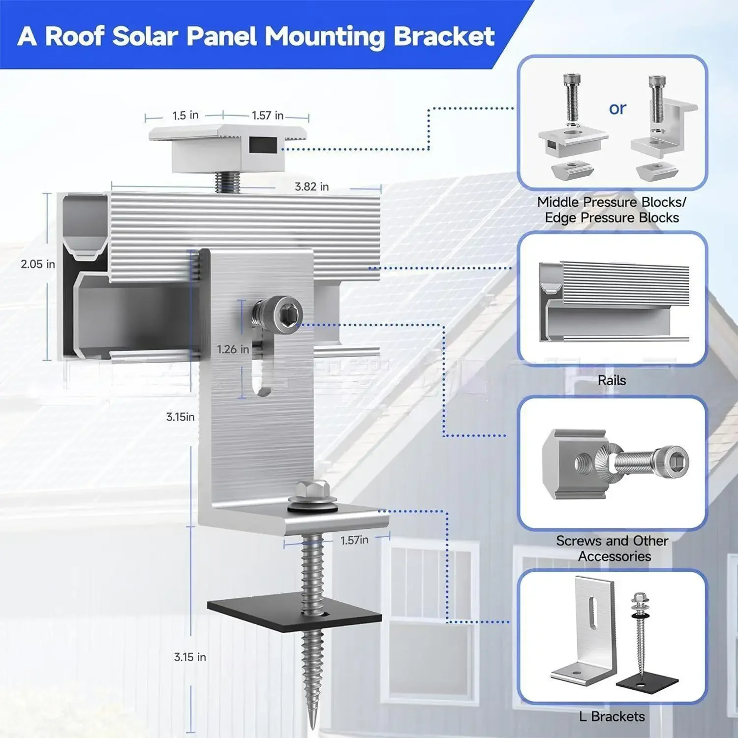 10Pcs/set 10cm Solar Panel Fixing Rail Solar Panels Support Aluminum Alloy Bracket For Flat Roof Metal Roof Solar Panel Module