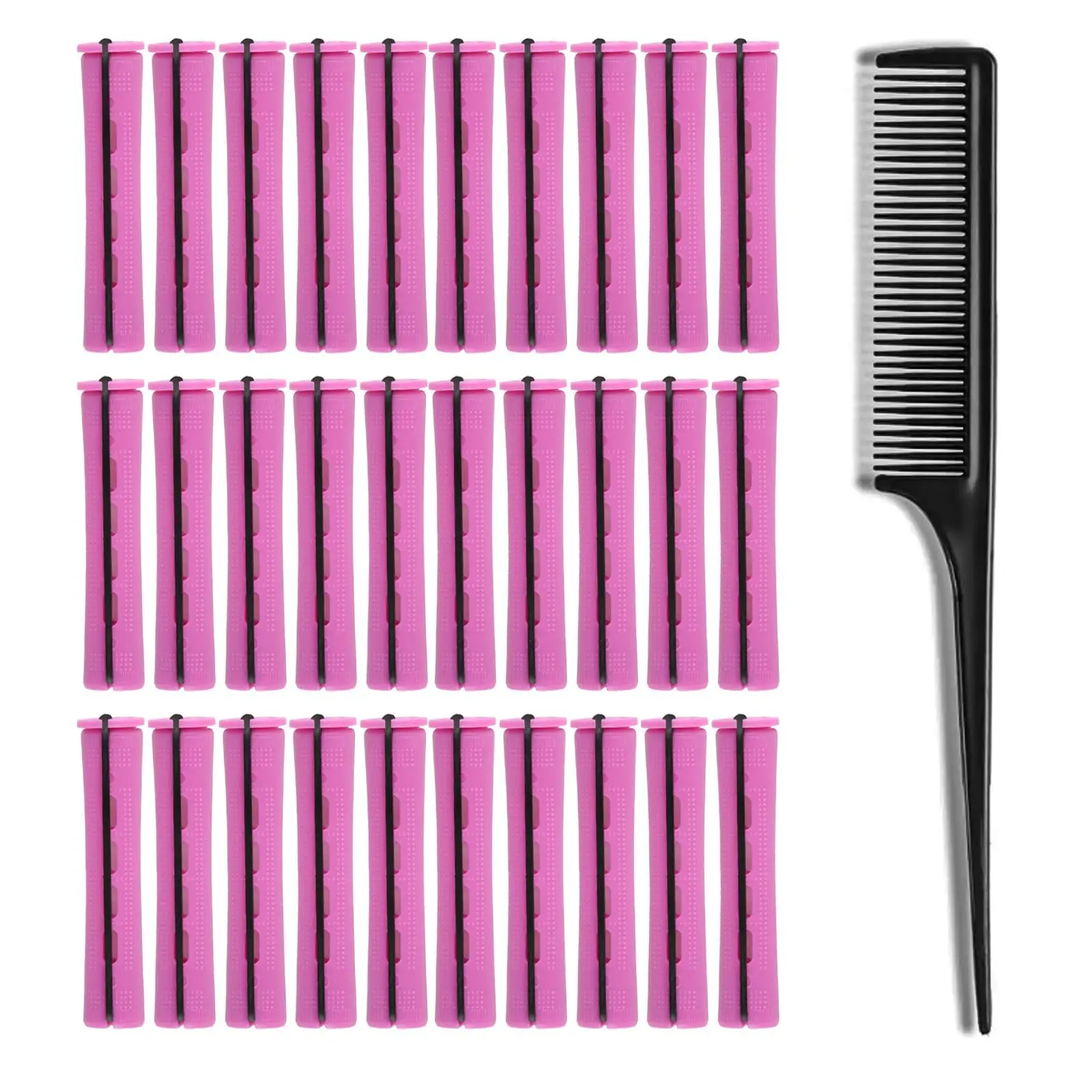 

30 шт. ролики для химической завивки 1,9 см — полный набор для завивки с резинками и расческой