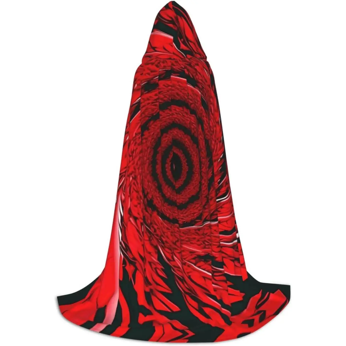 

Плащ с капюшоном и вихревым принтом из красного цветка, волшебник, вампир и средневековые костюмы, плащ-невидимка с капюшоном