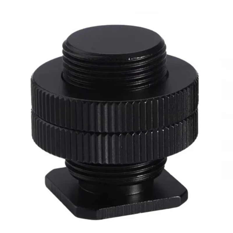 Double Nut Cold Shoe Mount 5/8 to 1/4 Screw Holder for Action DSLR Camera 83CF