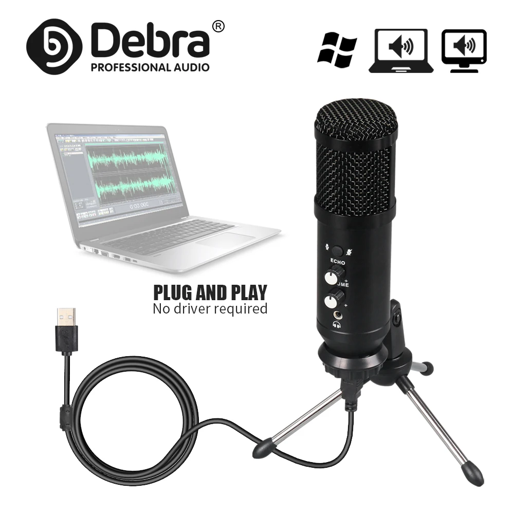 

CT-600 USB desktop metal microphone, plug and play, low latency, with monitoring, mute function, for live broadcast, game voice