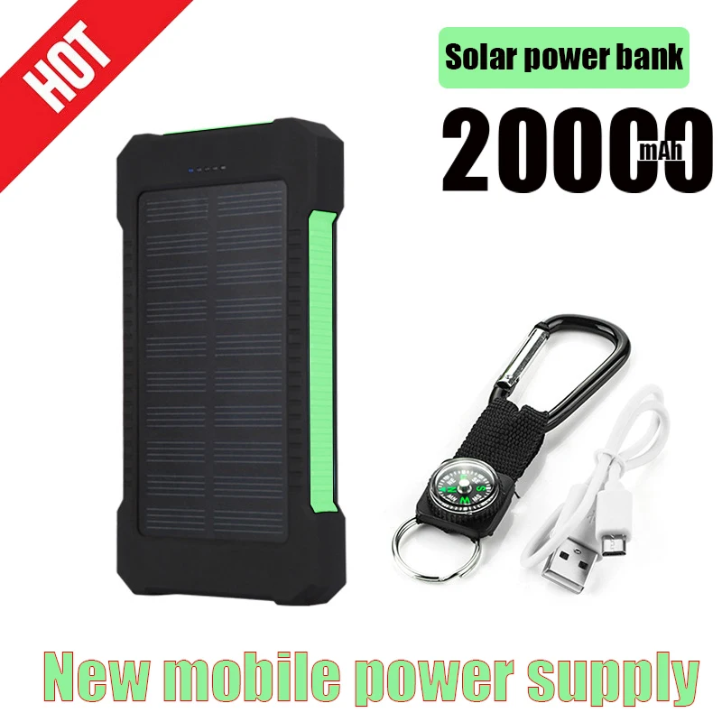 20000mAh Portable External Battery Fast Charging Waterproof Power Bank with SOS Bright Flashlight Poverbank for Xiaomi