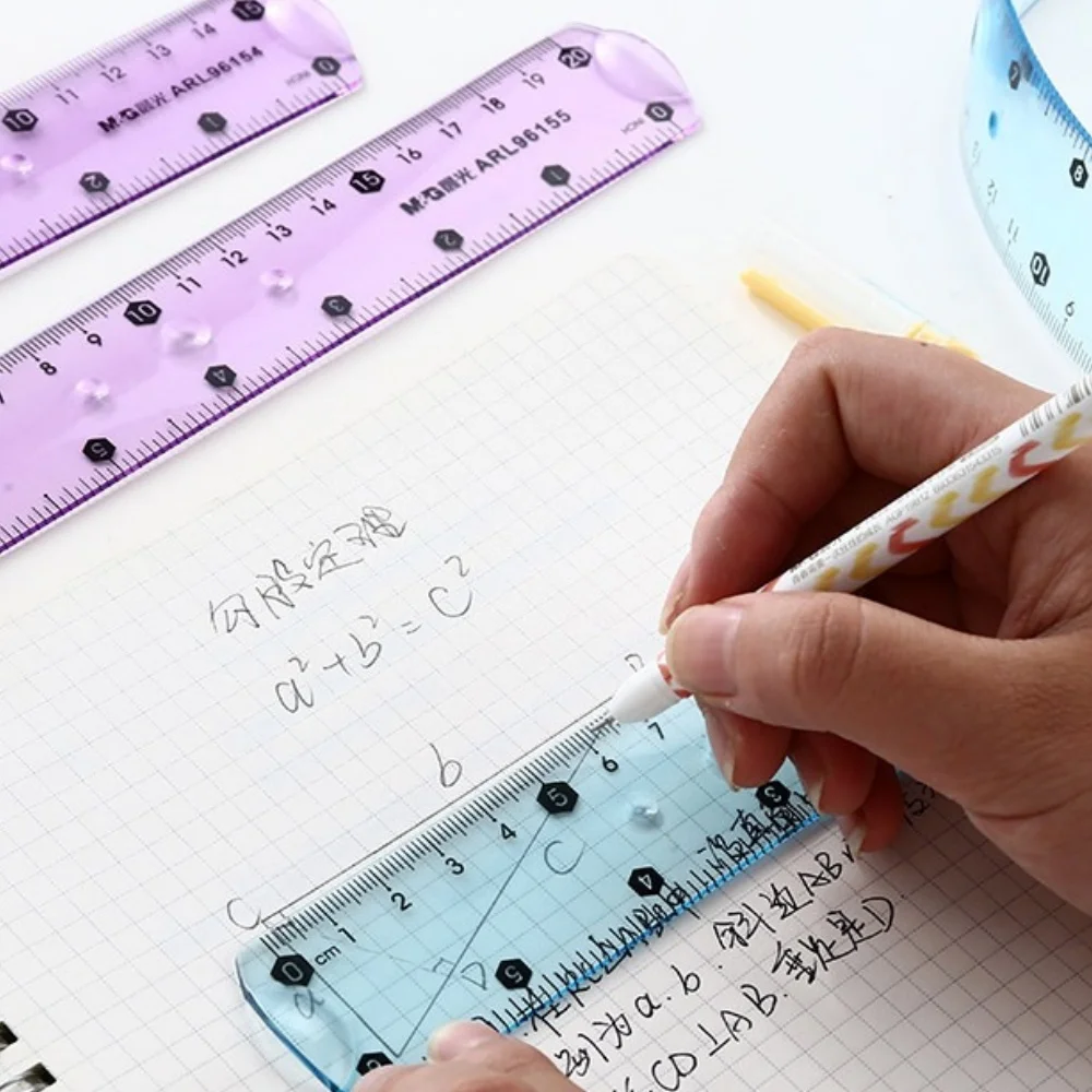 Colourful Transparent Soft Ruler Shatterproof Straight Edge Foldable Ruler Tool for School & Office Stationery Drawing Measuring
