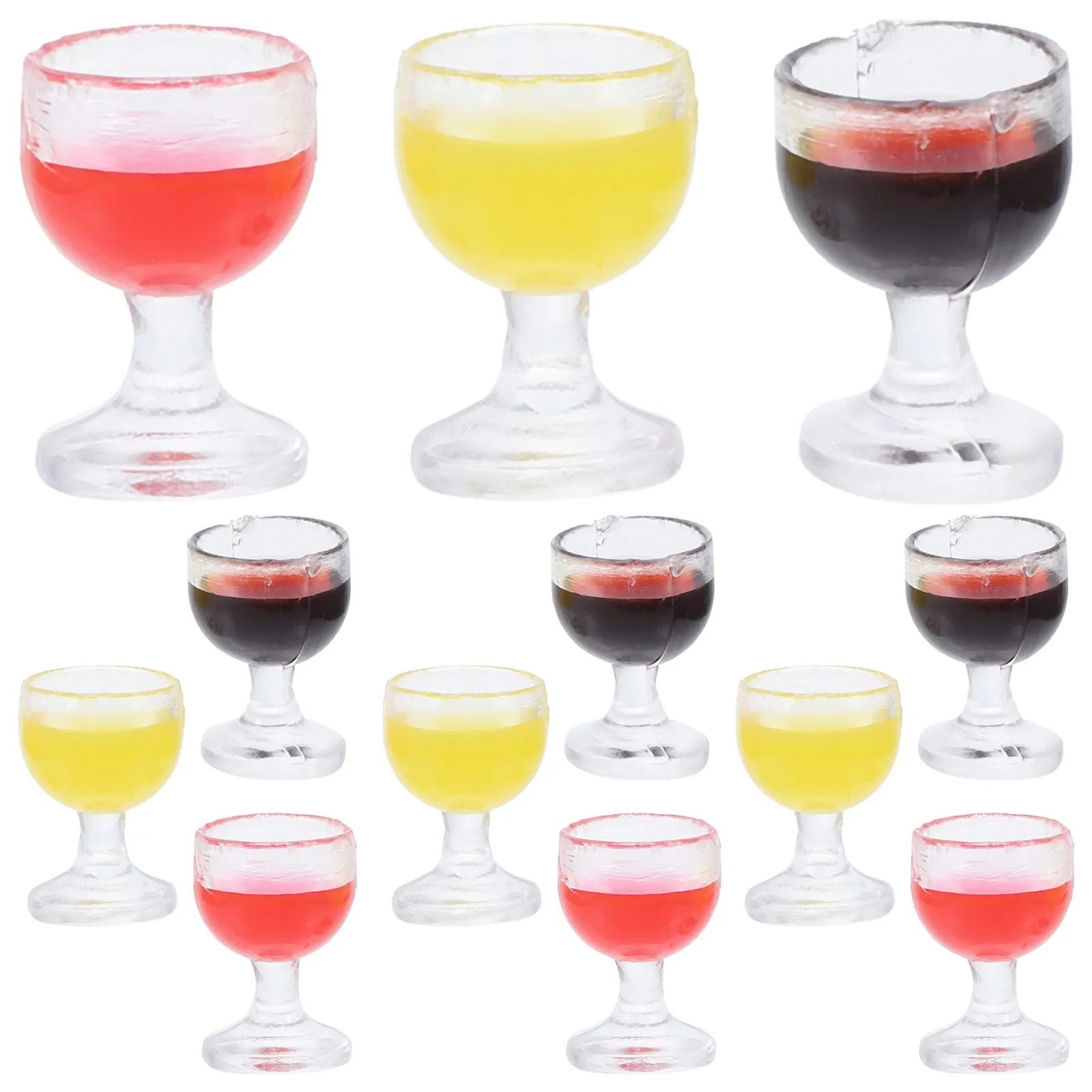 

12Pcs Miniature Wine Cups High Simulation Smooth Surface Miniature House Decorations 1:12 Scale Kids Handcraft Accessories