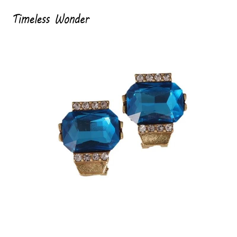 

Timeless Wonder Fancy Zircon Geo Faceted Cut Button Earrings for Women Designer Jewelry Runway Goth Luxury Rare Gift Top 5152