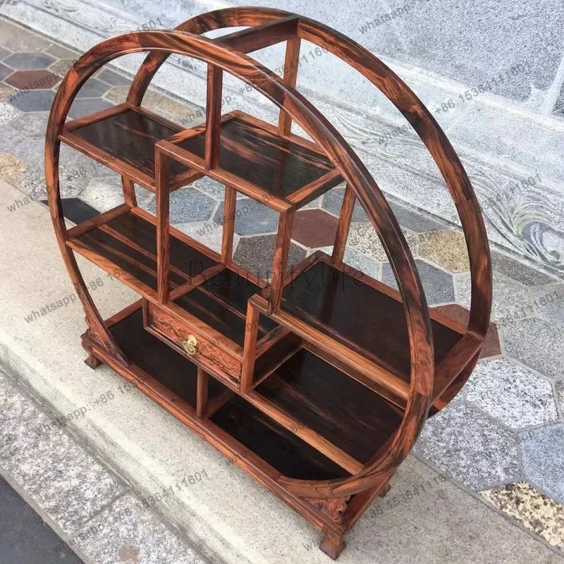 Big red rosewood small round bogu frame Ming and Qing classical antique frame mahogany Duobao Pavilion