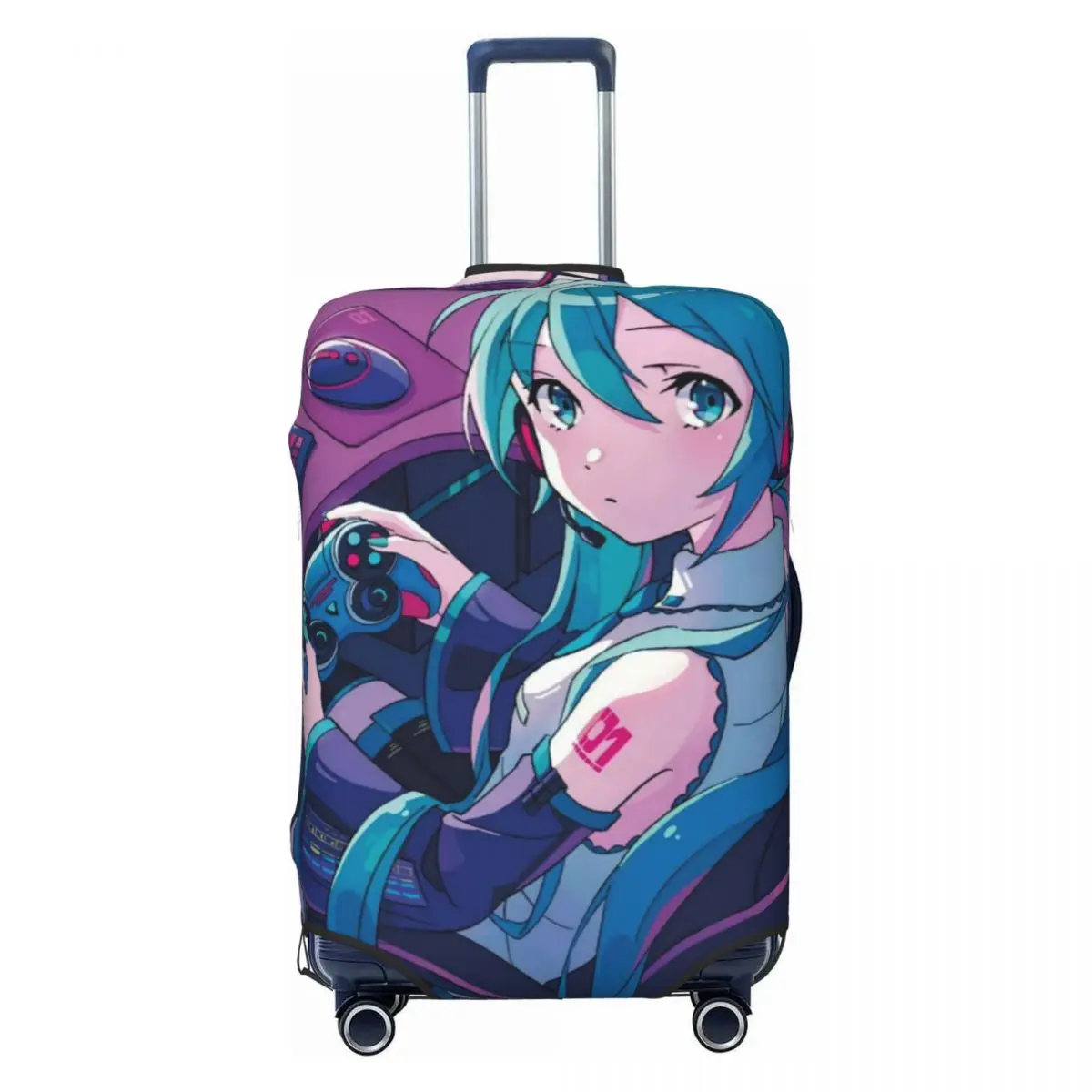 カスタム初音ミク-vocaloid-ロックアニメ荷物カバーかわいいスーツケースプロテクターカバー-18-32-インチに適しています