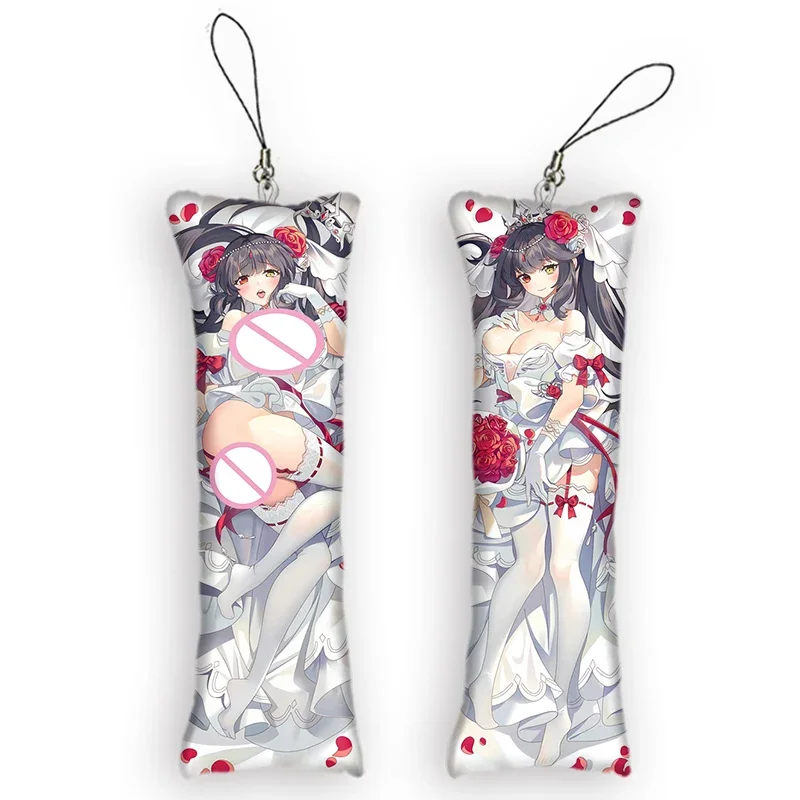 Fashion Cute Japanese Anime Mini Dakimakura Key Chain Date A Live Kurumi Tokisaki Small Pillow Pendant Otaku Backpack Dec