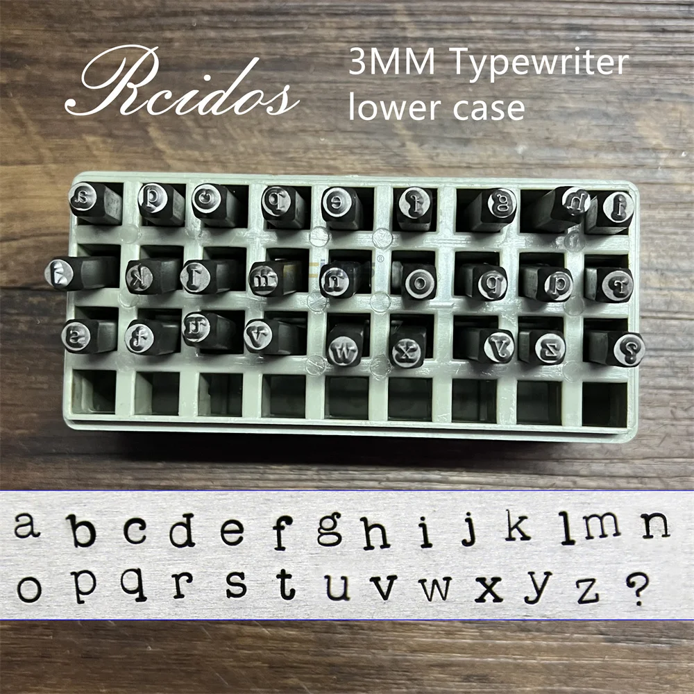 RCIDOS 3MM Typewriter Letter Metal Stamp Set,DIY Jewelry Steel punch stamp letters Kit,27PCS/BOX