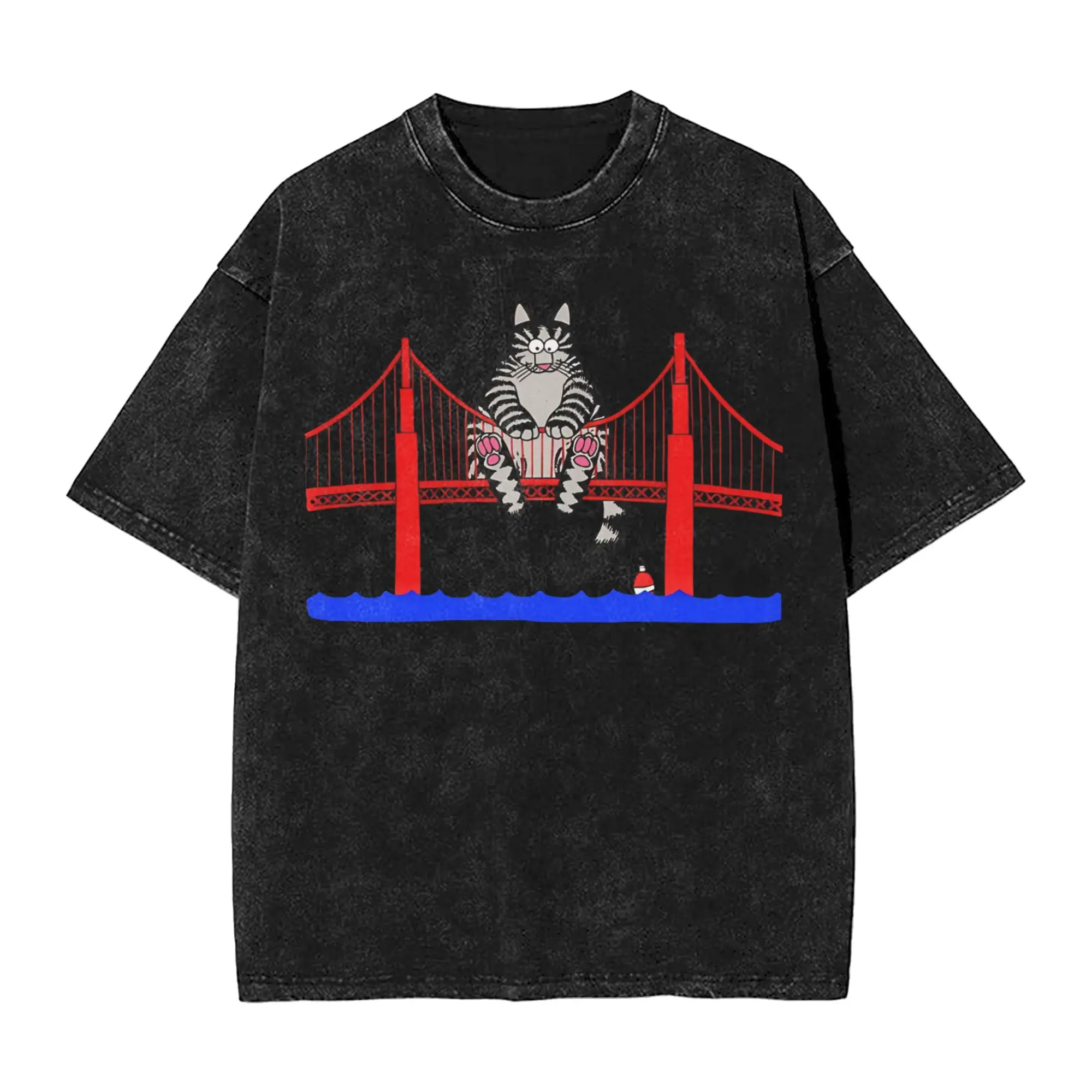 Ryan Gosling Cat Golden Gate Bridge Cat Lover  T Shirts for Men Pure Cotton Fun T-Shirt Round Collar Project Hail Mary Tee Shirt