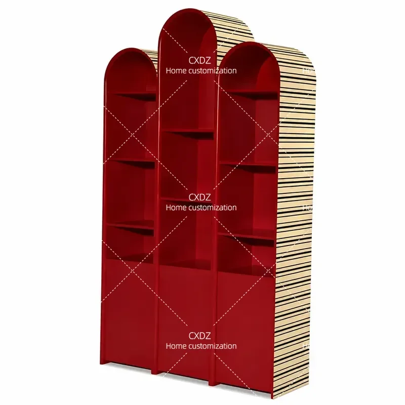 New Arched Bookcase Creative Personality Bookshelf Piano Paint Shelf Wine Cabinet Decorative Storage Unit Customizable