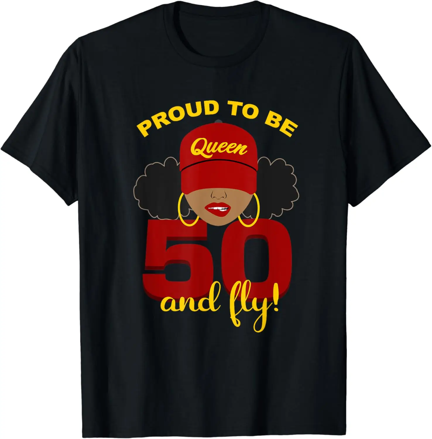 

50th Birthday Afro Puffs African American Woman Queen T-Shirt