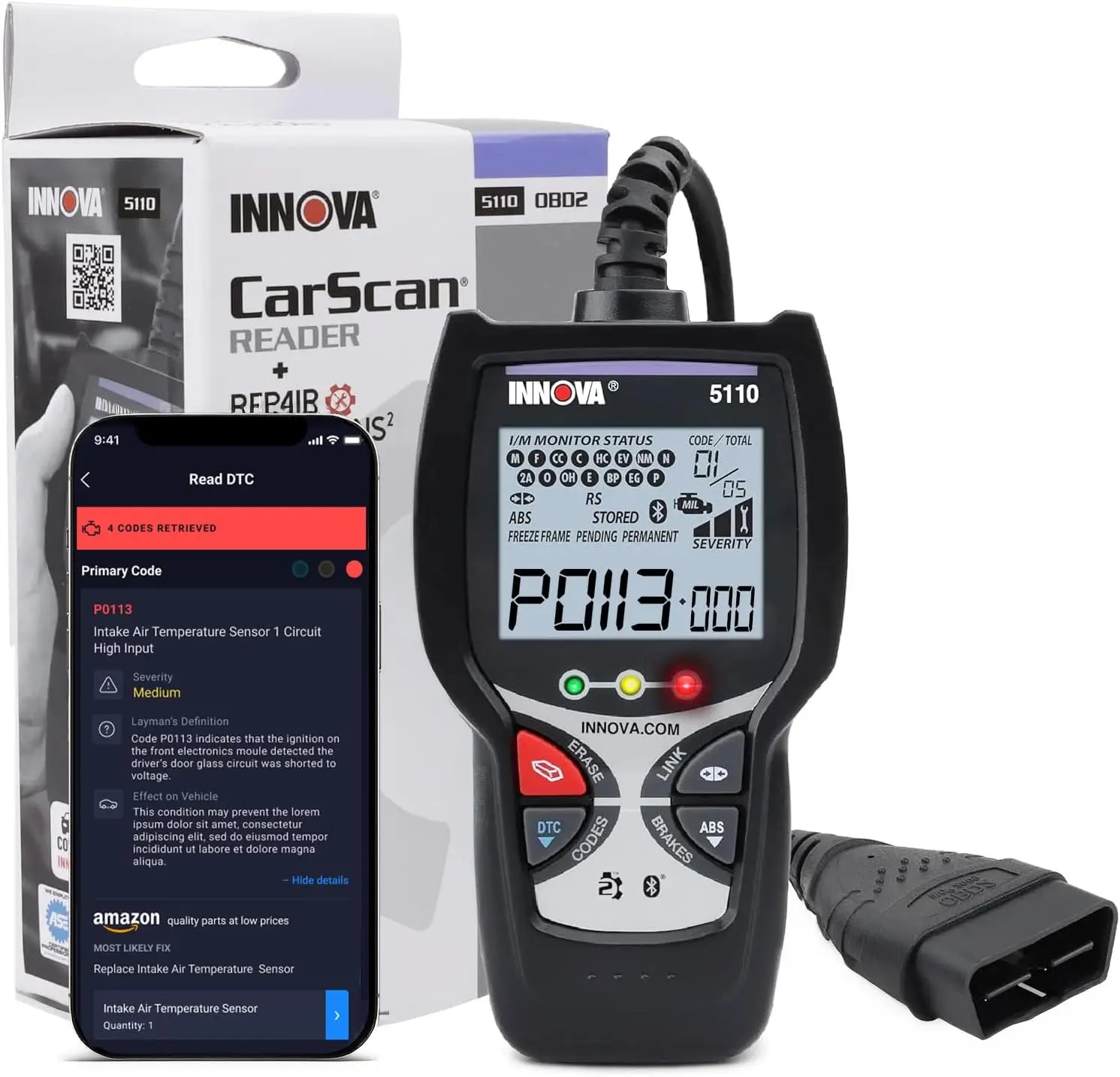 

5110 Check Engine Code Reader - Super Simple Car Scanner for All Levels - Works on Most 1996 & Newer OBDII Cars