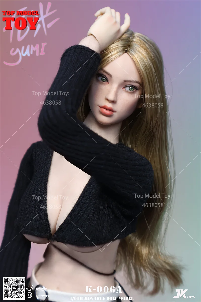 JKTOYS K-006 1/6 Skala Ruchome Oczy Piękna Yumi Głowa Model Rzeźbiony Pasuje do 12-calowych Figur Żołnierzyek Akcji i Lalek