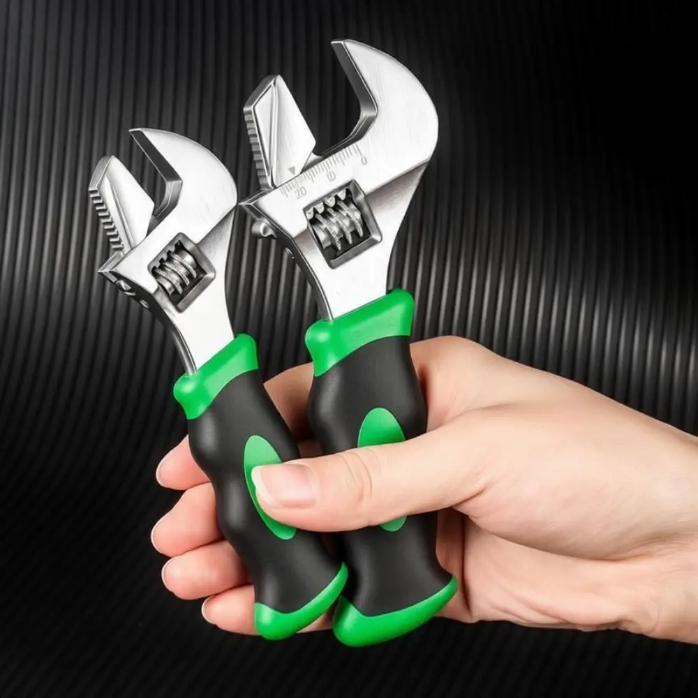 6inch/8inch Adjustable Wrench Dual-used Movable Monkey Wrench with Measurement Scales Engraved Wide Jaw Opening
