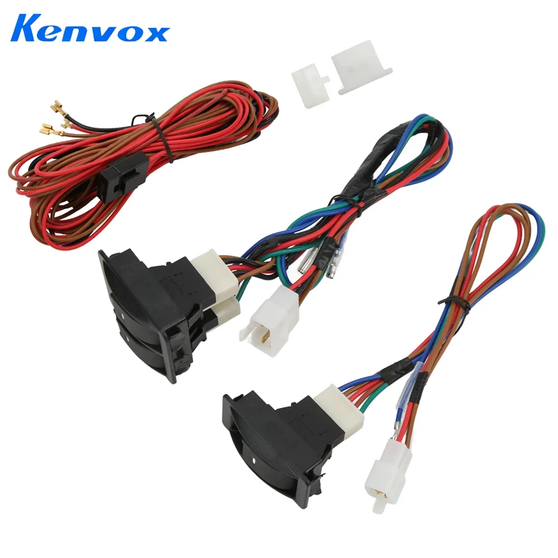 5pcs Universal Car Power Electric Window Switch Regulator Kits with Wiring Harness for 2 Doors
