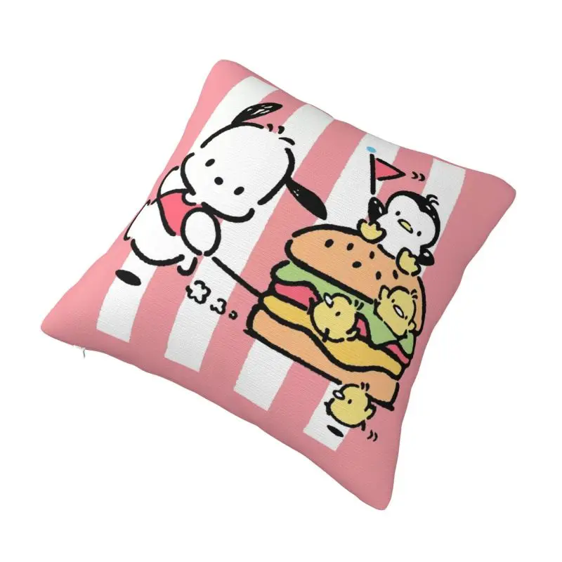 Custom Luxury Pochacco Hamburger Cushion Cover for Sofa Velvet Pillow Case