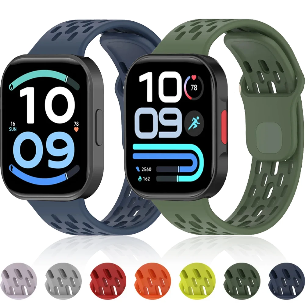 Silicone Strap for Xiaomi Mi Band 10 Pro/9 Pro/8 Pro Sports Breathable Wristband for Redmi Watch 6 5 4/Watch 6 Active-Lite Band