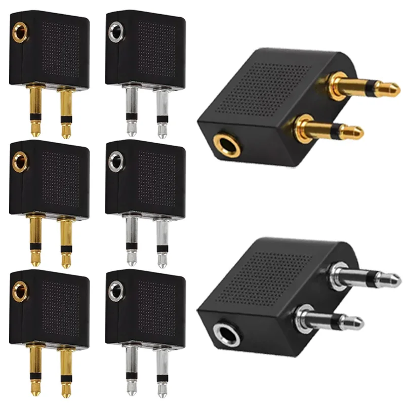 Gold-plating Nickel-plating 3way 3.5mm Dual Male Plug to Female Jack for Airline Travel Audio Earphone Headphone Converter