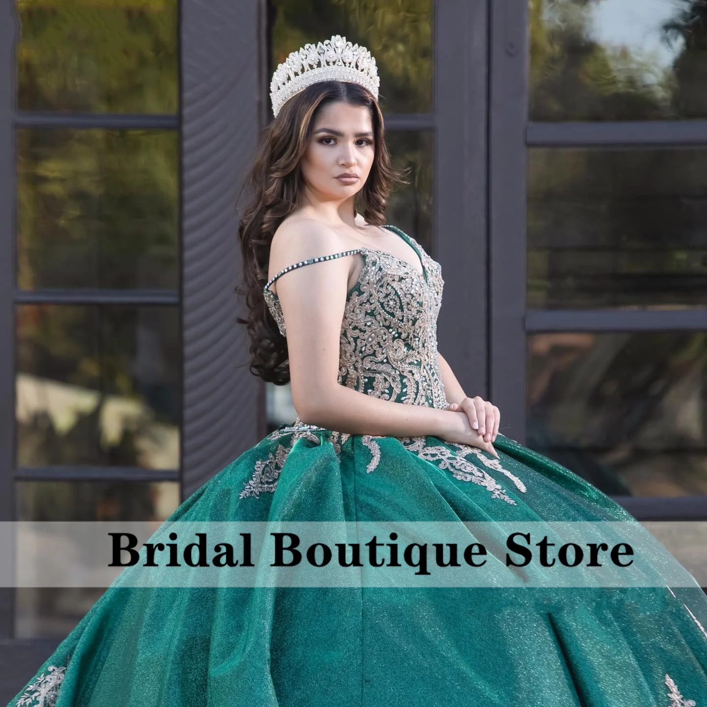 Luxus Grün Süße 16 Ballkleid Quinceanera Kleid 2022 Mit Freistehendes Cape Perlen Kristall Appliques Vestidos De 15 Años Spitze-Up