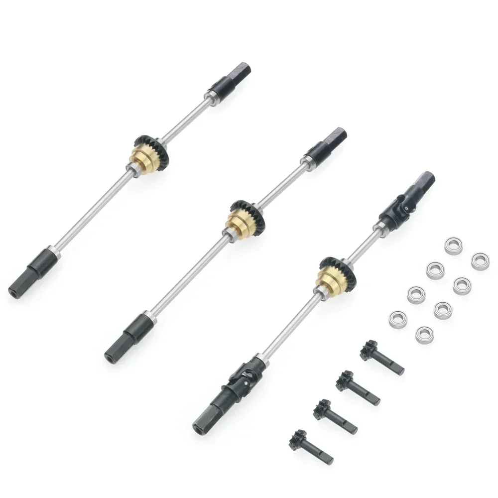 for WPL C14 C24 Metal Differential Front Middle Rear Axle Steel Gear Drive Shaft 1/16 RC Car Upgrade Parts