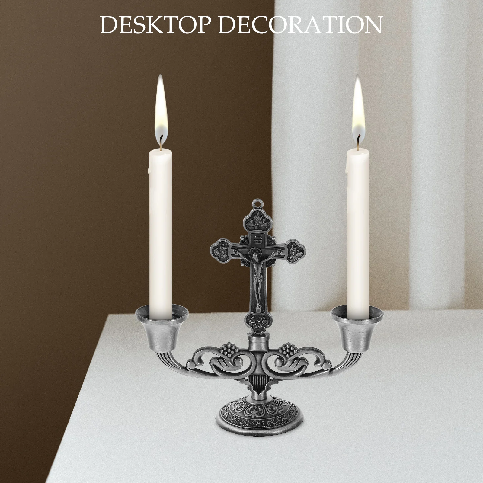 

1pcs Retro Holder for Tabletop Vintage Decorative Home Ornament Zinc Alloy Tea Light Holder Stable Centerpiece Wedding