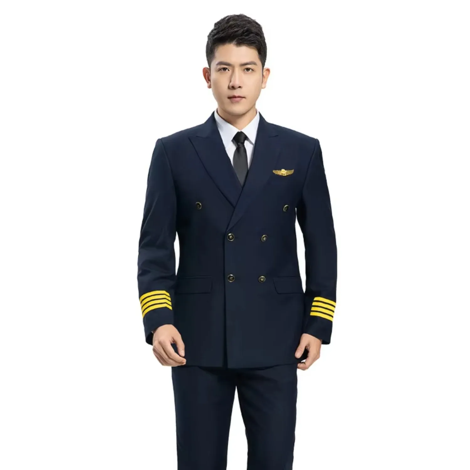 Men in Black Costume Captain Uniform Male Aviation Suit Pilot Suit Jacket Concierge Suit Cosplay Suit Uniforme D’hotesse