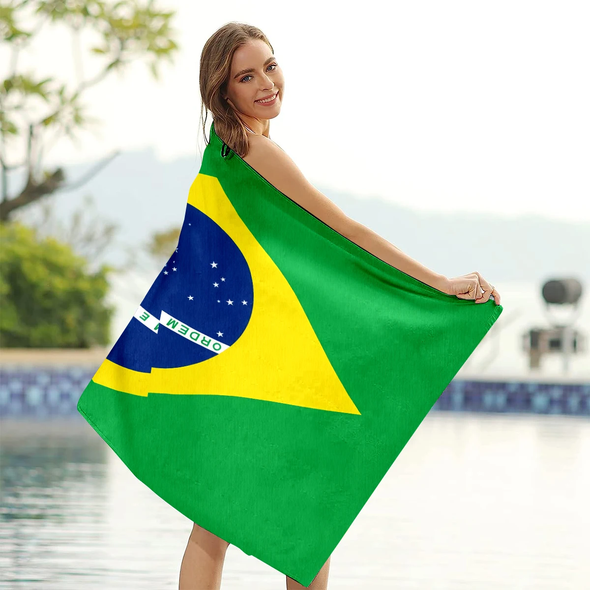 Brazil Flag Beach Towel Oversized, Super Absorbent Sand Free Thick Microfiber Beach Towel,Beach Towels for Kids,Men,Women