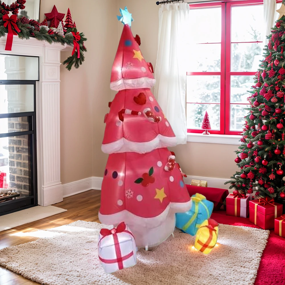 Pohon Natal Tiup 6.9FT dengan Lampu LED, Pohon Natal Tiup Bercahaya untuk Pesta Liburan Natal