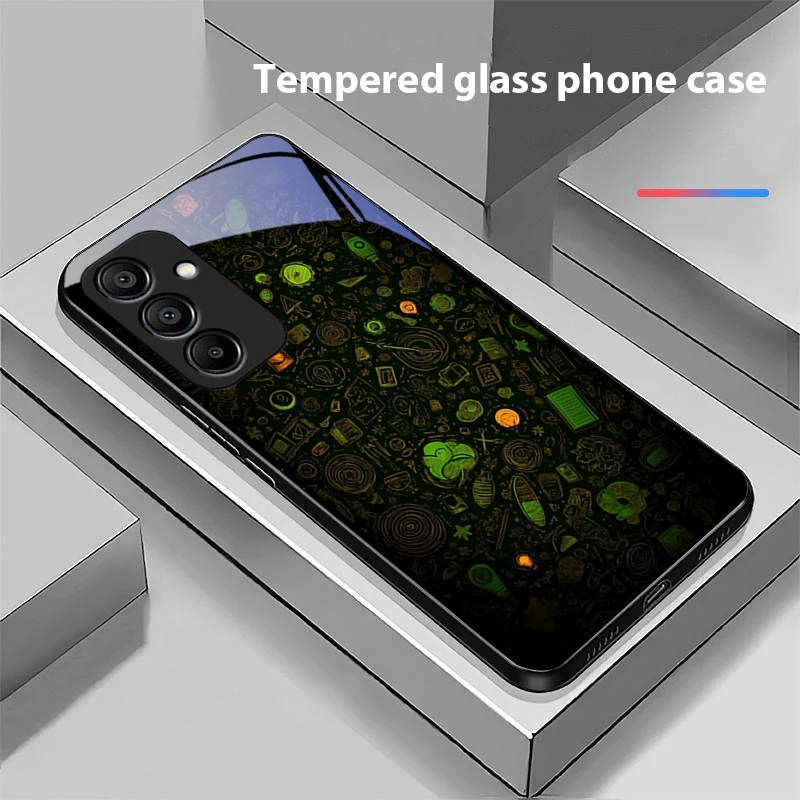 Dream Space Black Green For Samsung Galaxy A15 5G 54 4G 51 50 24 35 90 71 12 51 53 52S 80 22 34 Black Tempered Glass Phone Case
