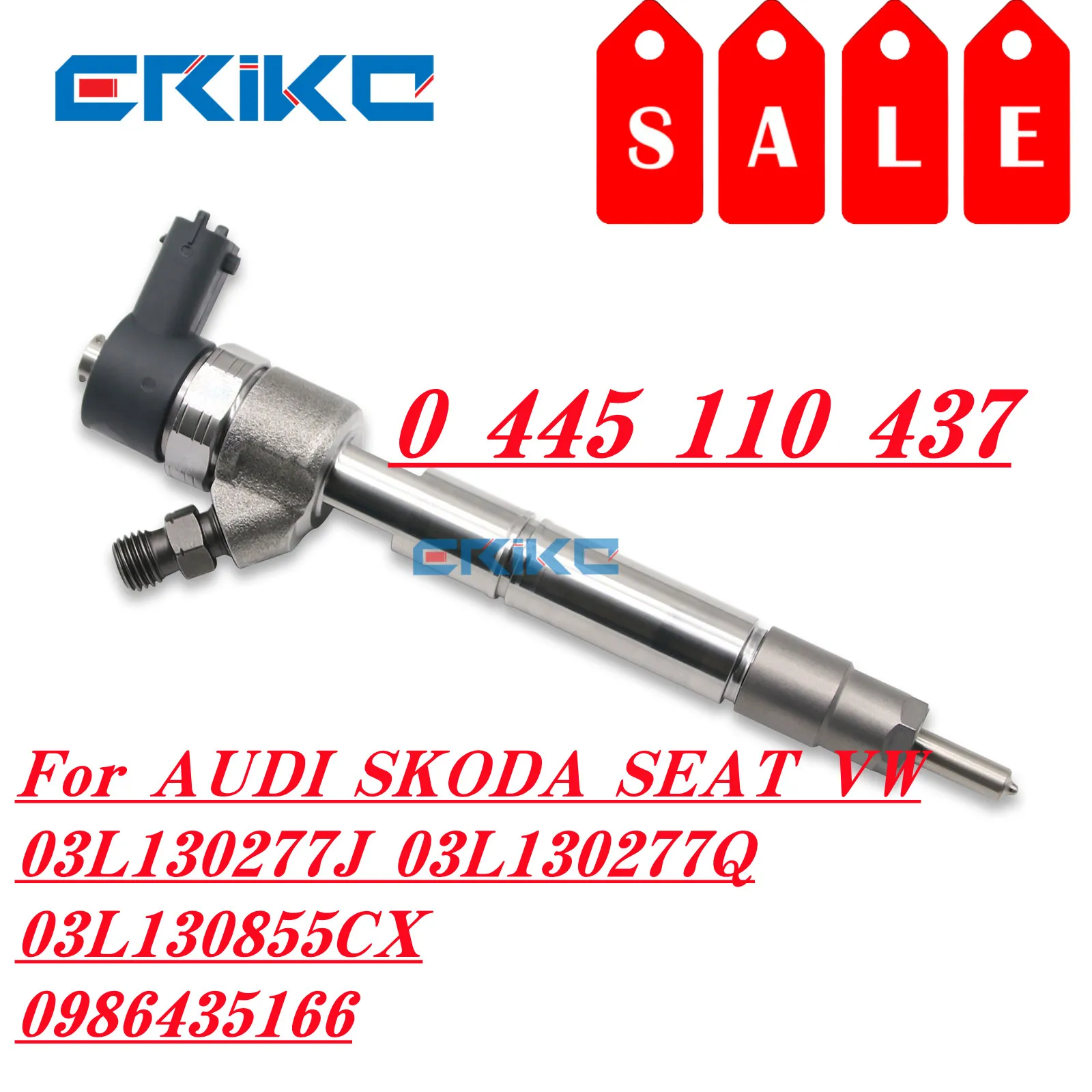 

0445110437 New Diesel CR Fuel Injector 03L130277J 03L130277Q 03L130855CX 0986435166 For AUDI SKODA SEAT VW 0 445 110 437